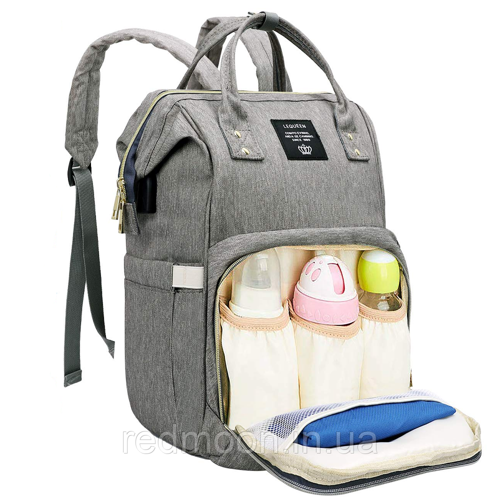 Сумка рюкзак для мам (40 х 20 х 30 см) + Подарок Бесконтактный термометр Красный - фото 9 - id-p1617097414