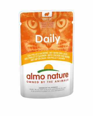 Вологий корм для котів Almo Nature (Альмо Натюр) Daily Menu Cat шматочки в желе з куркою та лососем 70 г