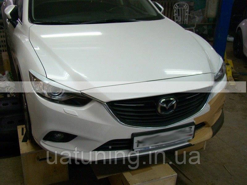 Вії на фари Mazda 6 2013+ Накладки фар авто Бровки для Мазда 6