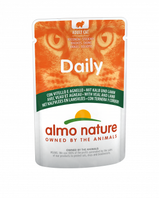Вологий корм для котів Almo Nature (Альмо Натюр) Daily Menu Cat шматочки в желе з телятиною та ягням 70 г