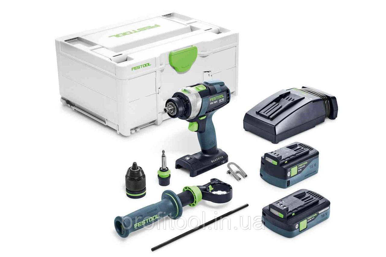 FESTOOL Акумуляторний ударний дриль-шуруповерт QUADRIVE TPC 18/4 5,2/4,0 I-Plus (арт 575605)