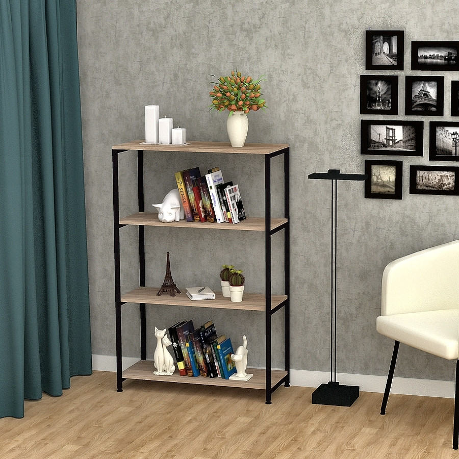 Сучасний книжковий стелаж Лофт FLASHNIKA СЛ-6 (800мм x 335мм x 1200мм), фото 1