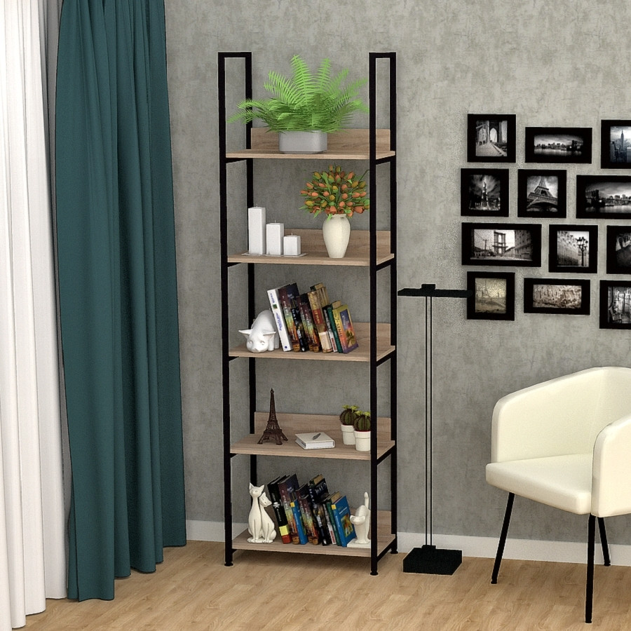 Сучасний книжковий стелаж Лофт FLASHNIKA СЛ-19 (600мм x 335мм x 2000мм)