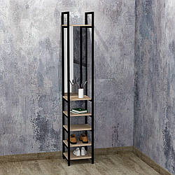 Міні шафа в прихожу з дзеркалом та полицями 30 см в стилі Лофт FLASHNIKA ПЛ-4