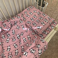 Постільний набір в дитяче ліжечко (3 предмета) Панди рожевий