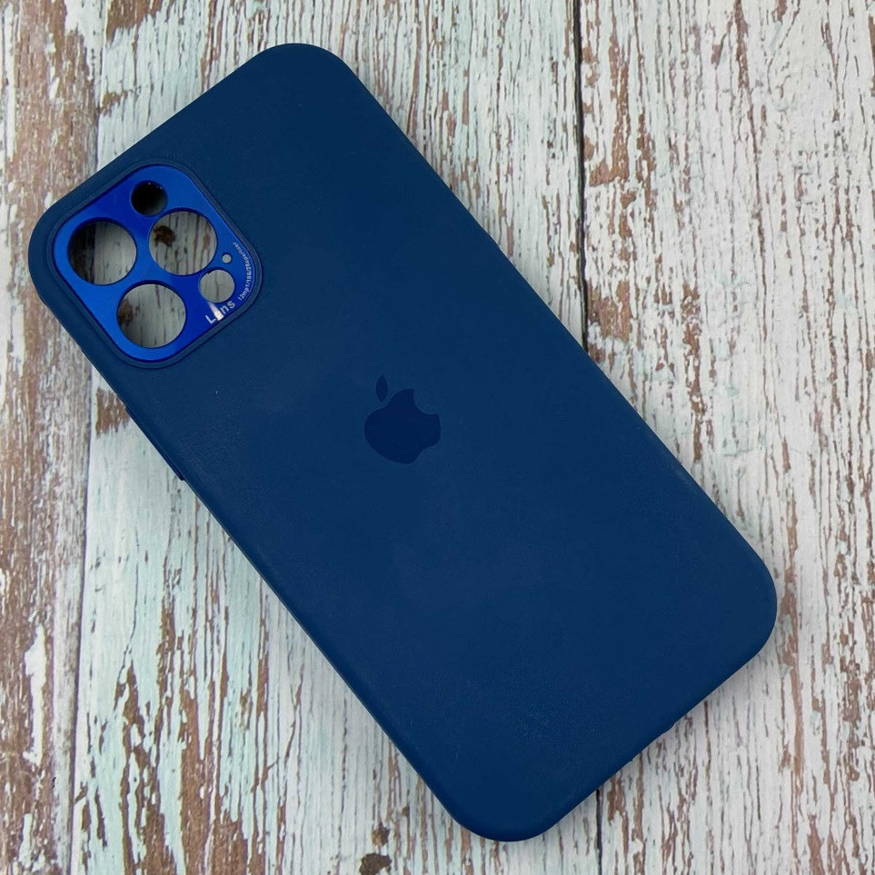 Силіконовий Чохол на iPhone 12 Pro 6.1" Metal Camera Lens Темно-синій, фото 1