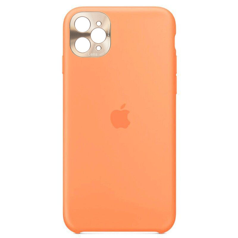 Силіконовий Чохол на iPhone 12 6.1" Metal Camera Lens Помаранчевий