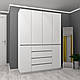 Розпашна біла чотирьохдверна шафа 160 см у спальню з полицями, шухлядами та штангою для одягу FLASHNIKA HOLD №47, фото 3