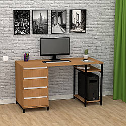 Довгий 150 см прямий лофт комп'ютерний стіл для ПК з місцем для системного блока і тумбою з шухлядами СКЛ-7