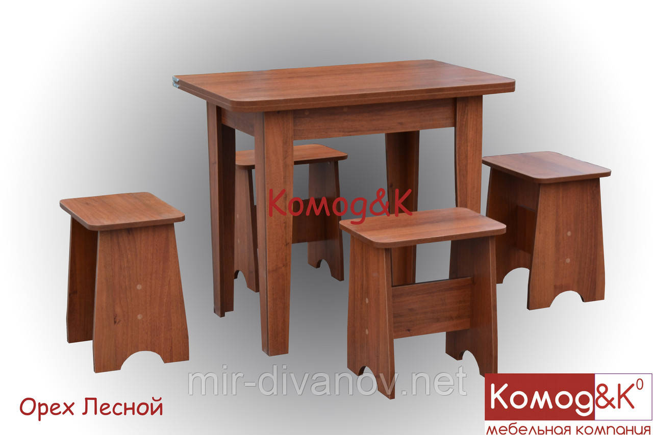 Стіл + 4 табурети колір Горіх Лісовий