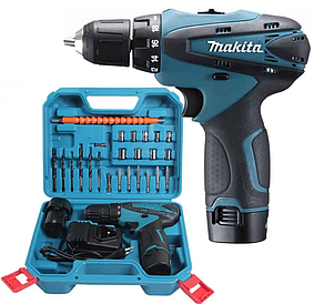 Акумуляторний шурупокрут 12 V з набором Makita DF330DWE, набір біт і запасний акумулятор BF