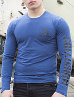 Лонгслив чоловічий, футболка з довгим рукавом Hector з написом і принтом синій розмір М