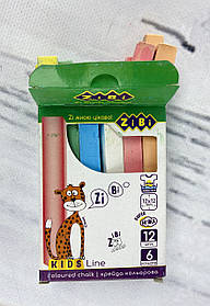 Крейда кольорова 6 кольорів 12 шт. квадратний ZB.6703-99 6212Ф ZIBI