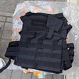 Жилет моллі тактичний плитоноска облегшена MOLLE чорний військовий армійський, фото 3
