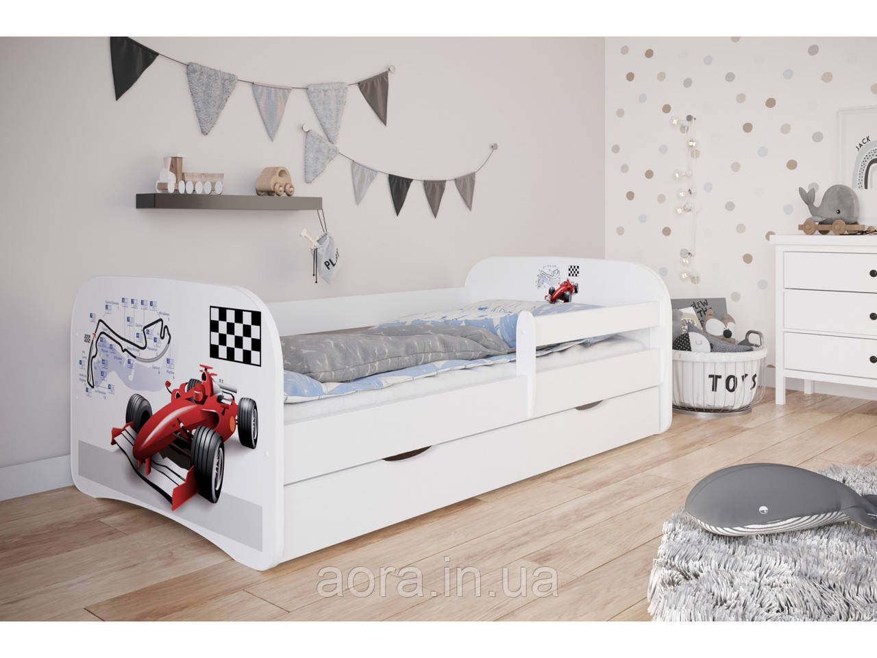 Дитяче ліжко односпальне 160 х 80 Kocot Kids Baby Dreams Формула біле з ящиком Польща