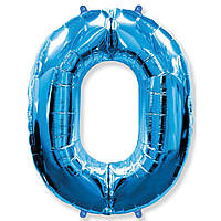 Фольгированный шар Flexmetal цифра 0 Синяя 40" (95 см)