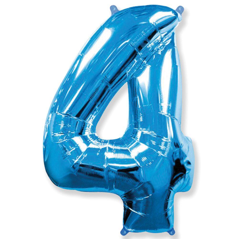 Фольгований шар Flexmetal цифра 4 Синя 40" (95 см)