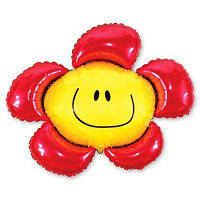 Фольгированный большой воздушный шар Flexmetal Цветок красный, 88х104 см
