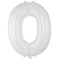 Фольгированный большой воздушный шар Flexmetal цифра "0" белая White 40" 102 см