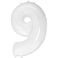 Фольгована велика повітряна куля Flexmetal цифра "9" біла White 40" 102 см