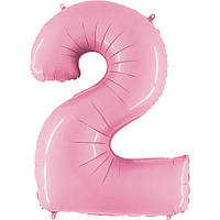 Фольгований шар цифра Grabo 2 Рожева пастель 40" (102 см)