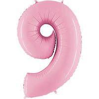 Фольгований шар цифра Grabo 9 Рожева пастель 40" (102 см)