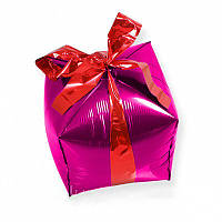 Фольгированный шар Подарок малиновый 35х70см