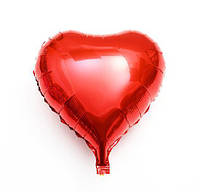 Фольгированный шар без рисунка Сердце Красное 18"(45 см)
