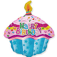 Фольгована куля Б/Ф "Happy Birthday кекс зі свічкою"