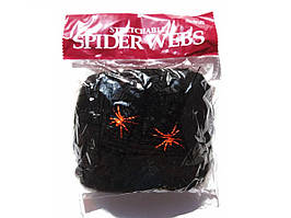 Чорна павутина декоративна + 2 павука на Хелловін (щільна)