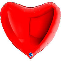 Фольгована велика повітряна куля Grabo Серце Червоне без малюнка 36" 91 см