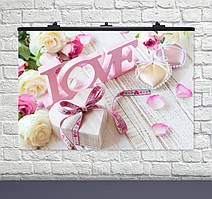 Плакат для свята з написом Love троянди, 75х120 см