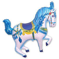 Фольгированные шары мини-фигуры "Лошадь цирковая голубая"