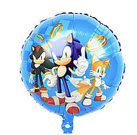 Фольгированный воздушный круглый шар с рисунком ёжик Соник Бум Sonic Boom 18" 45см