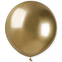 Латексный воздушный шар без рисунка Gemar Хром золото ShinyGold, большие хромированные шары 19" 48 см
