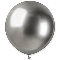 Латексный воздушный шар без рисунка Gemar Хром серебряный ShinySilver, большие хромированные шары 19" 48 см