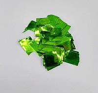 Конфетти квадратики зеленые металлик 8 мм (10 грамм)
