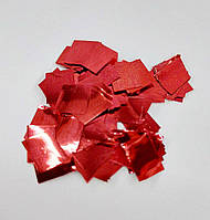 Конфетти квадратики красные металлик 8мм 1кг