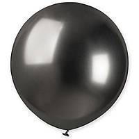 Латексный большой воздушный шар без рисунка Gemar Хром серый SpaceGrey 19" 48 см