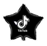 Фольгированный воздушный шарик звезда Тик Ток чёрная, 45 см