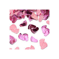 Конфетті ніжки рожеві, конфетті дитячі ніжки (п'ята) рожевого кольору для вечірки Baby Shower, 15 г