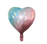 Фольгированный воздушный шар без рисунка Сердце градиент, 18" 45 см