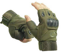 Тактичні рукавички Oakley Розмер:L Безпалі / зелені / Хакі для Охоти Рибалки Військові Мото Вело