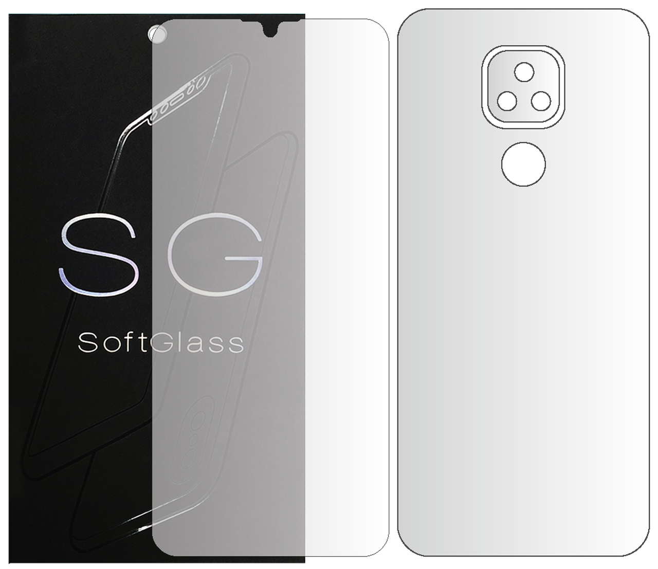 Бронеплівка для Motorola E7 Plus (XT2081-2) комплект: для передньої і задньої панелі зносостійка поліуретанова SoftGlass, фото 1