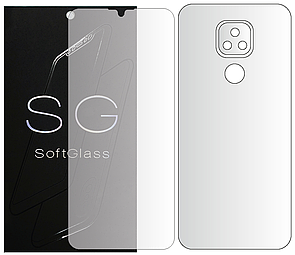 Бронеплівка для Motorola E7 Plus (XT2081-2) комплект: для передньої і задньої панелі зносостійка поліуретанова SoftGlass