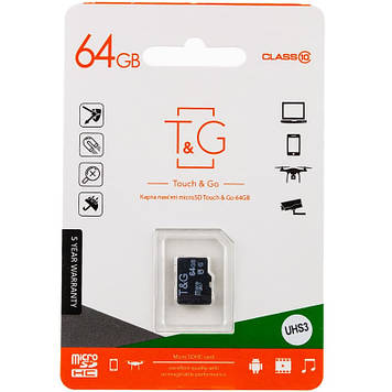 Картка пам'яті T&G microSDXC (UHS-3) 64 GB class 10 (без адаптера)