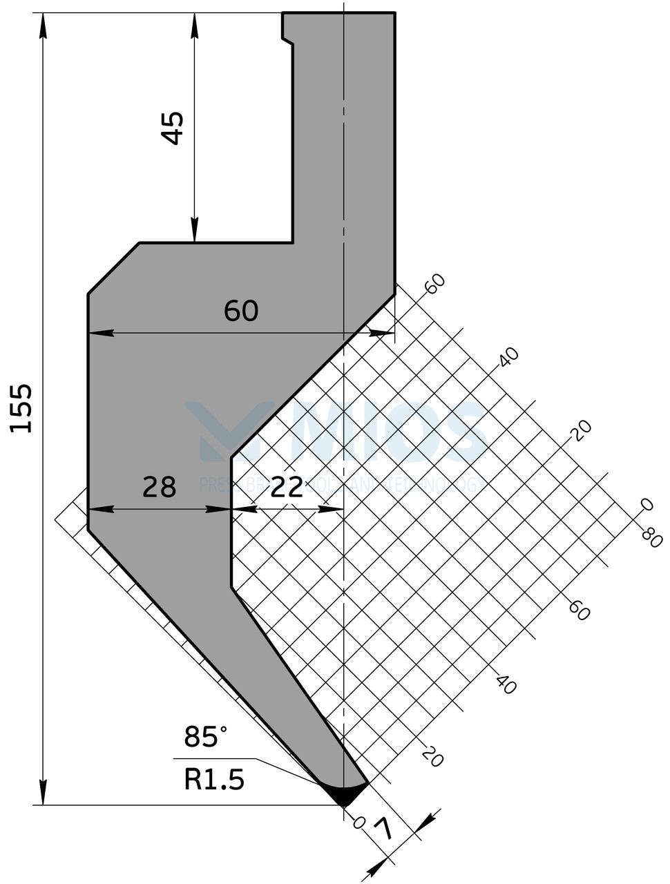 Пуансон P.406.85.E (1000мм.)