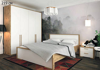 Комплект меблів у спальню Сокме Франческа 219 см дуб вотан з білим фасадом у скандинавському стилі