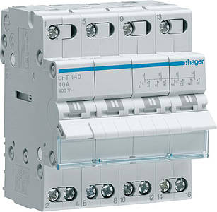 Перемикач навантаження  I-0-II із загальним виходом зверху, 4-пол., 40А/400В, 3м SFT440 (введення резервного живлення)