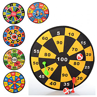 Дартс M 3388 на липучці 36см, дротики 2 штуки, М'ячики 2 штуки, 6 видів.